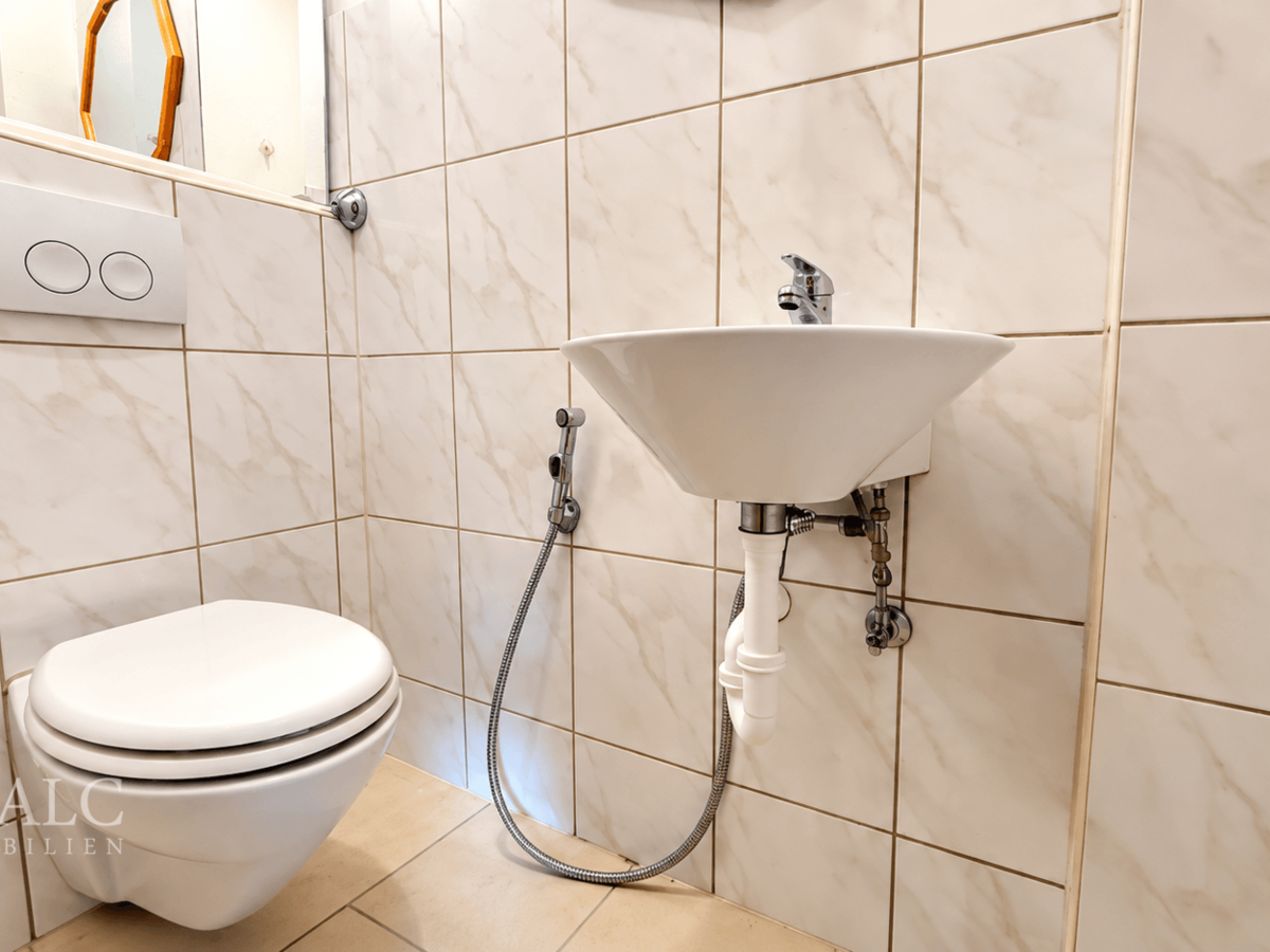 Toilette samt Waschbecken