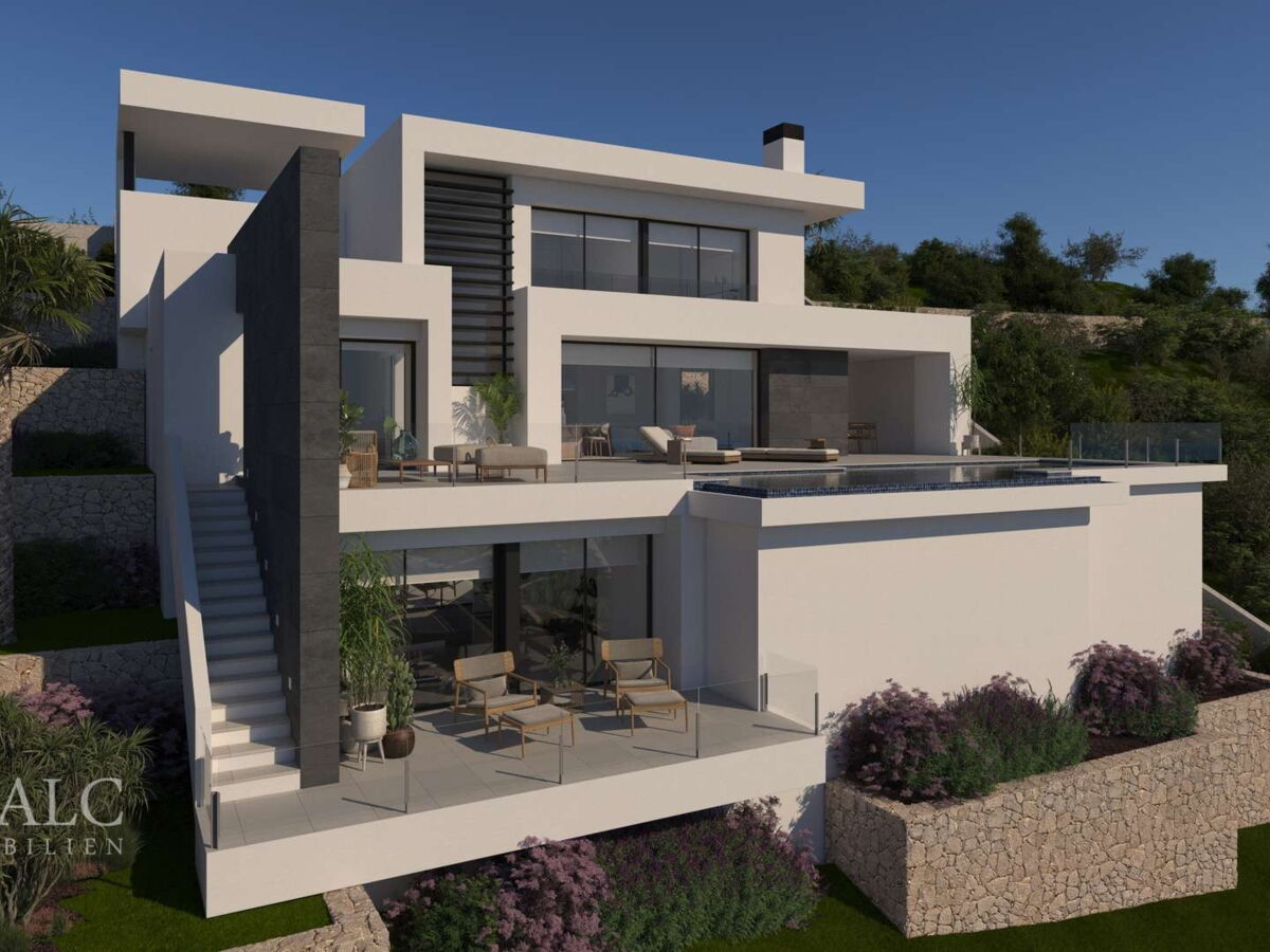 3D Modell Villa im Bau, Blick von der Meerseite aus