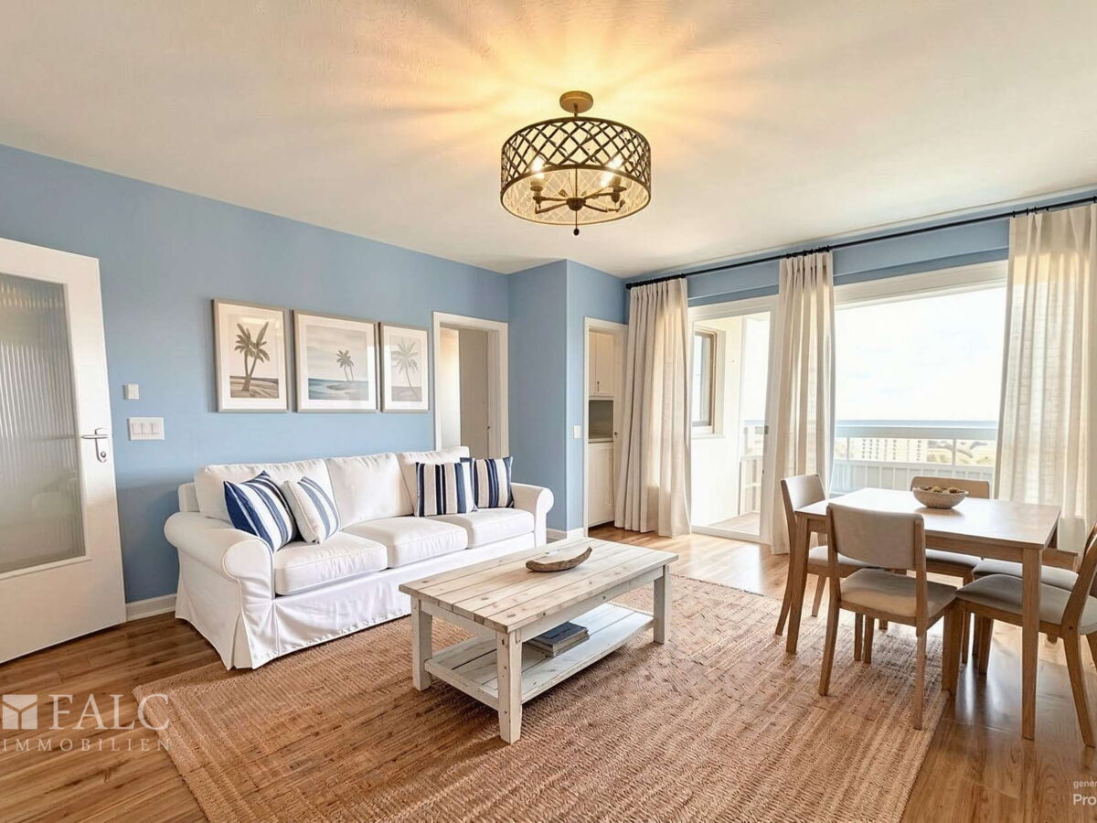 Wohnzimmer mit Zugang zur Loggia Bild 2 - Wohnzimmer, Maritim - (KI generiert)