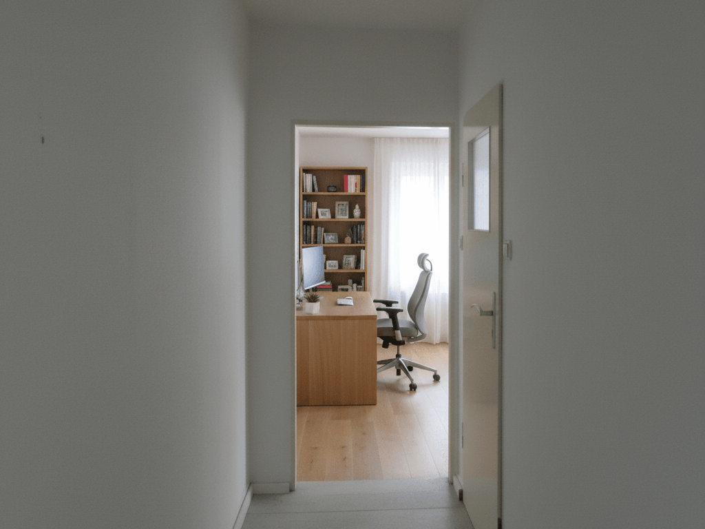 Flur mit Blick ins Büro