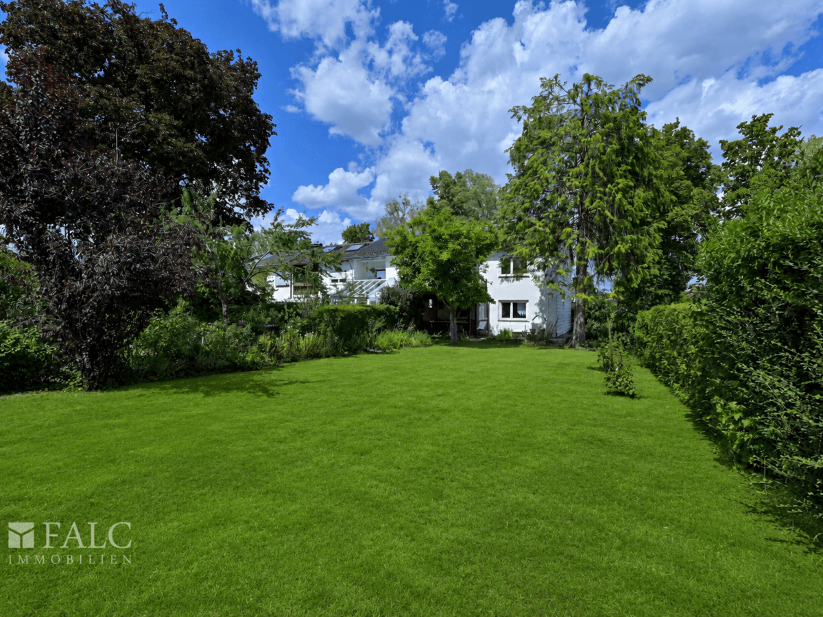 Garten mit Gebäude KI-generiert