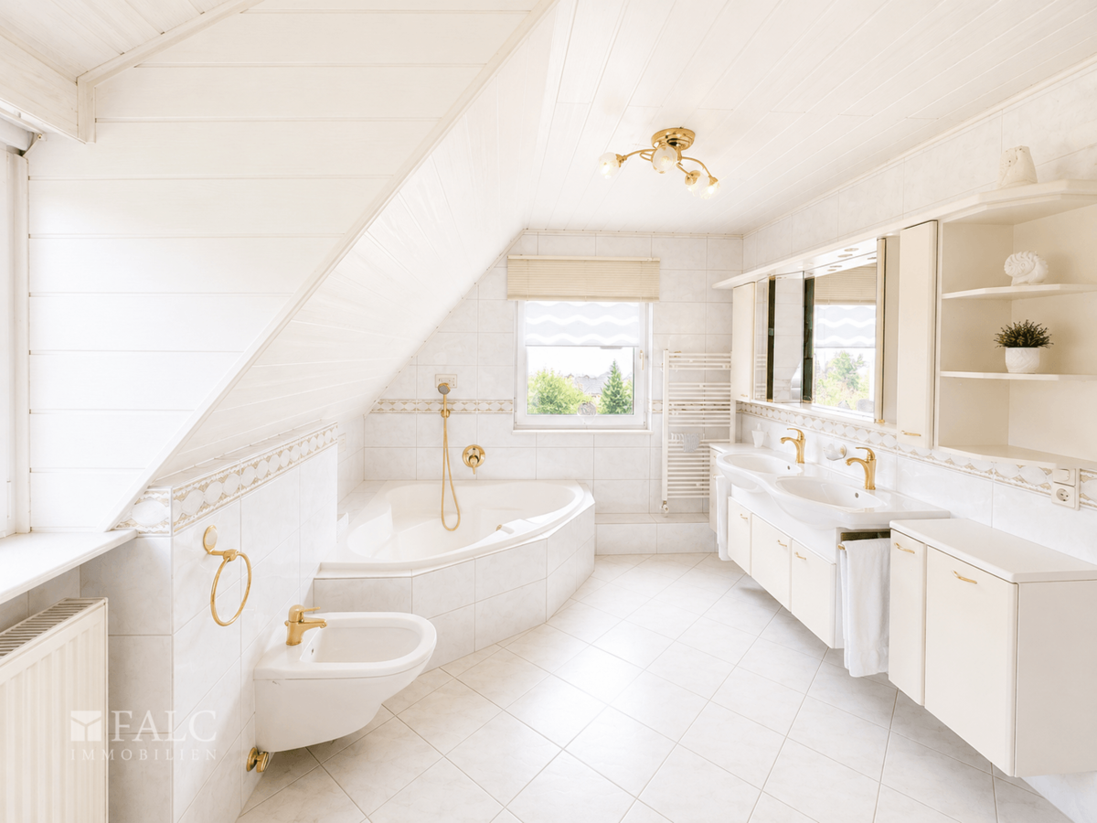 Badezimmer mit Badewanne im Obergeschoss