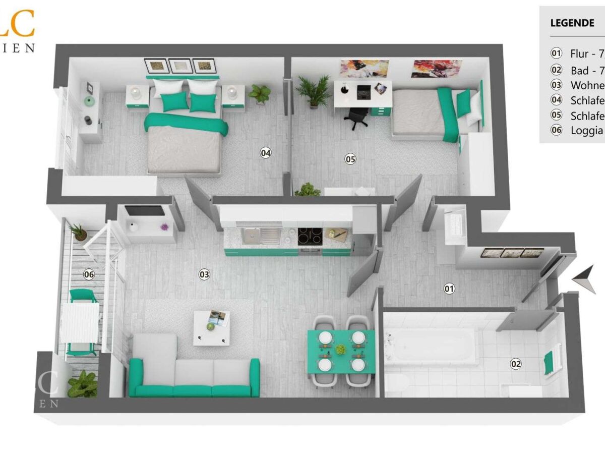 Grundriss - Wohnung 58