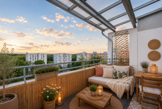 Einrichtungsbeispiel Balkon Blick SüdWest