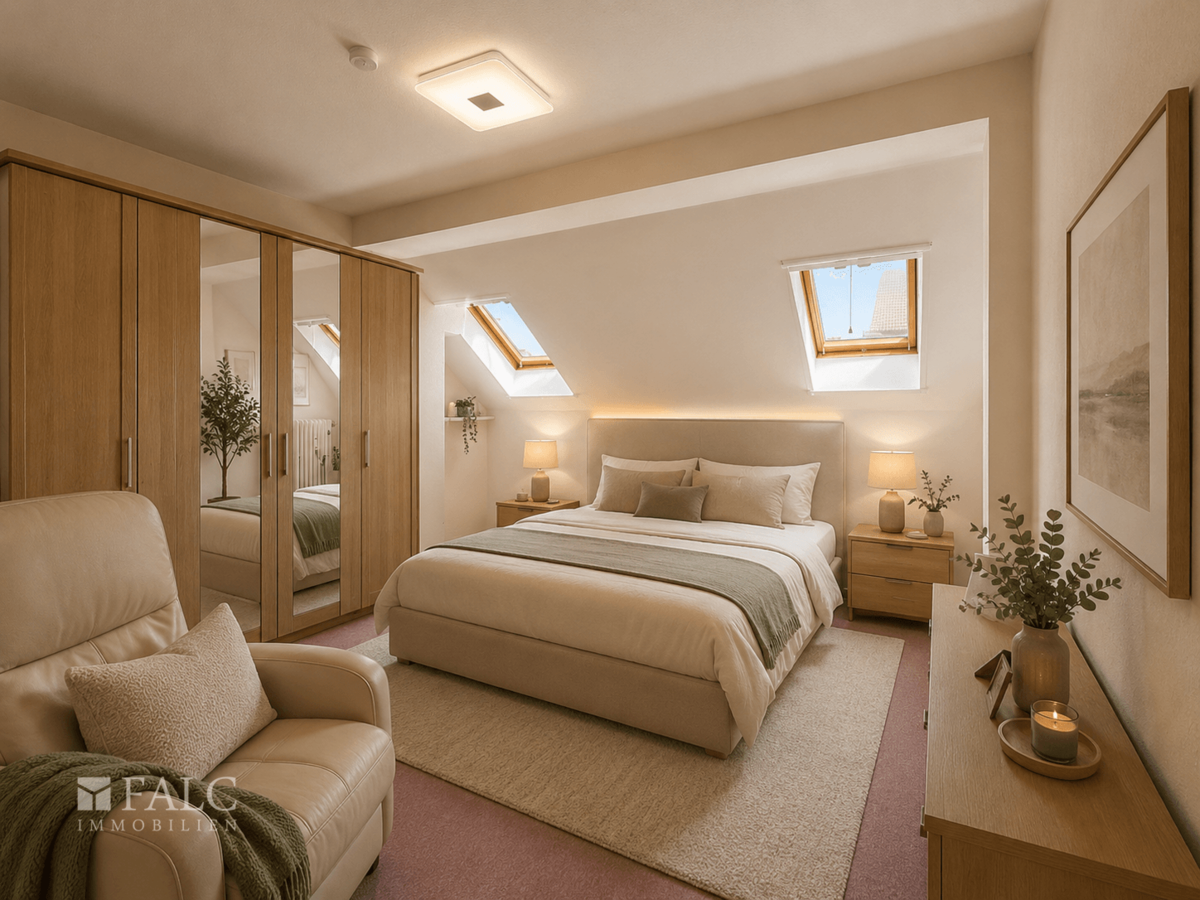 Schlafzimmer Dachgeschoss - Einrichtung digital 