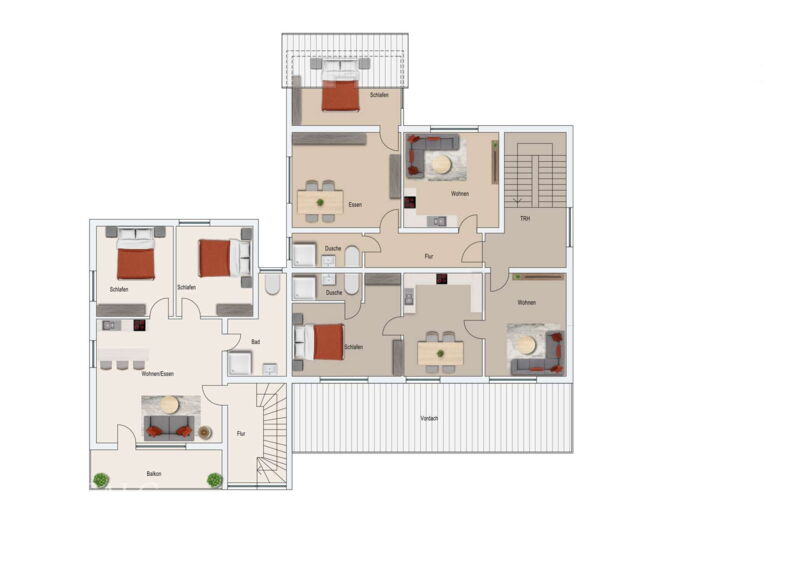 Grundriss Wohnung Nr. 4, Nr.5 und Nr.6 OG