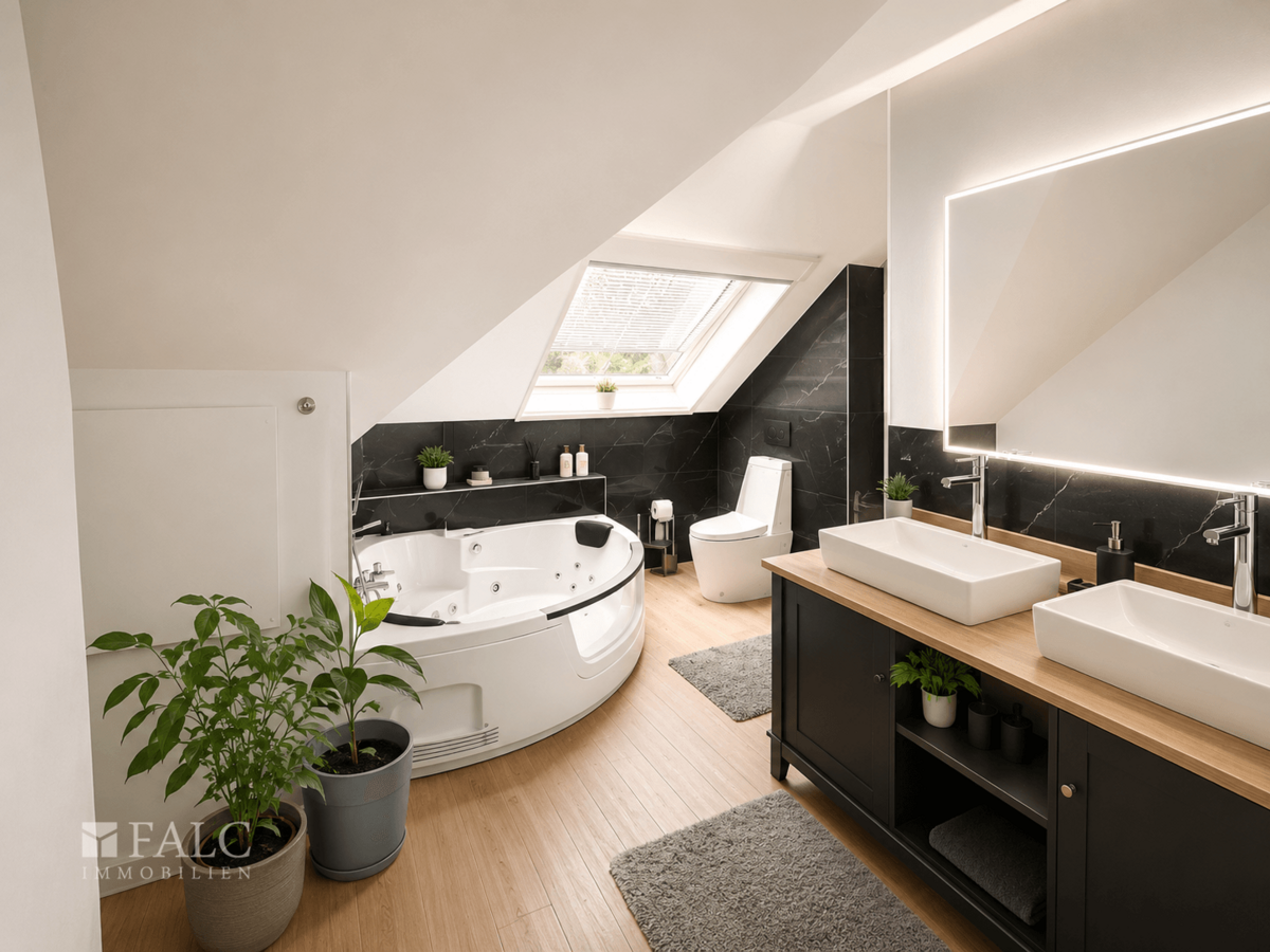Badezimmer mit beheizbarem Spiegel