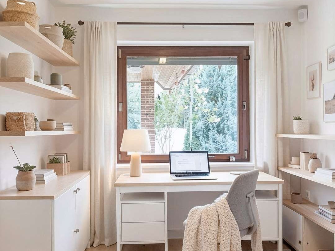 Arbeitszimmer - von der KI zeitgemäß eingerichtet