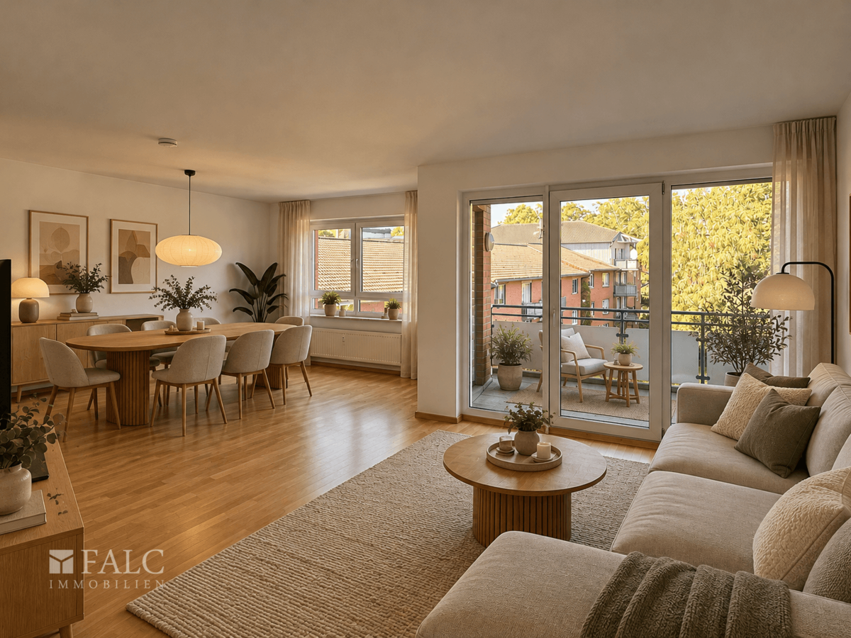 Wohnzimmer möbliert (KI)