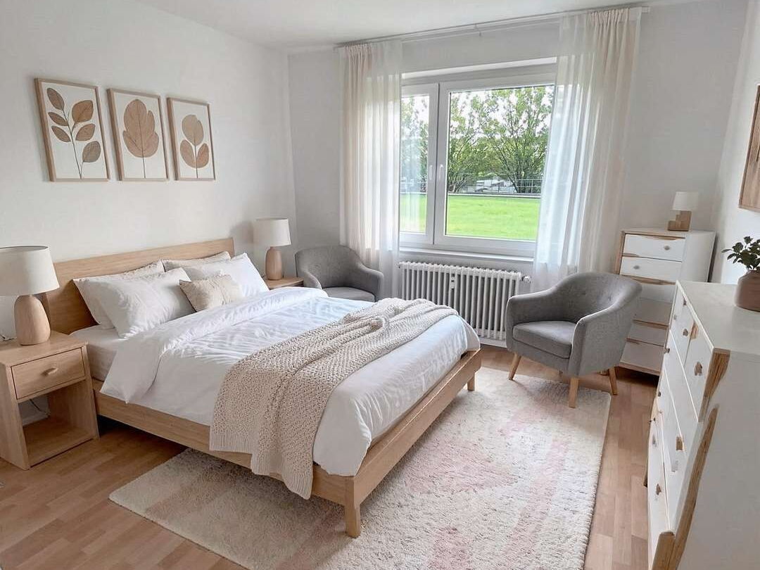 Schlafzimmer - Schlafzimmer, Skandinavisch - (KI generiert)
