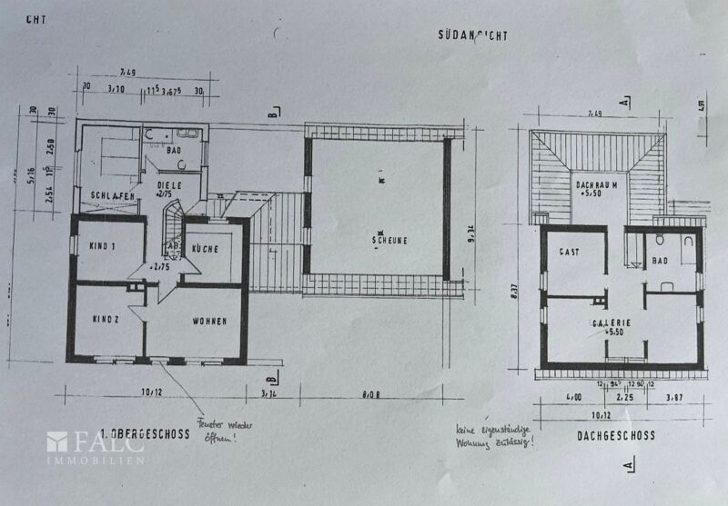 Grundriss Obergeschoss & Dachgeschoss