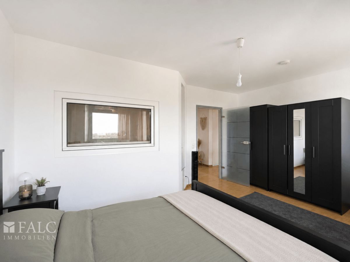 Schlafzimmer Blick Bad