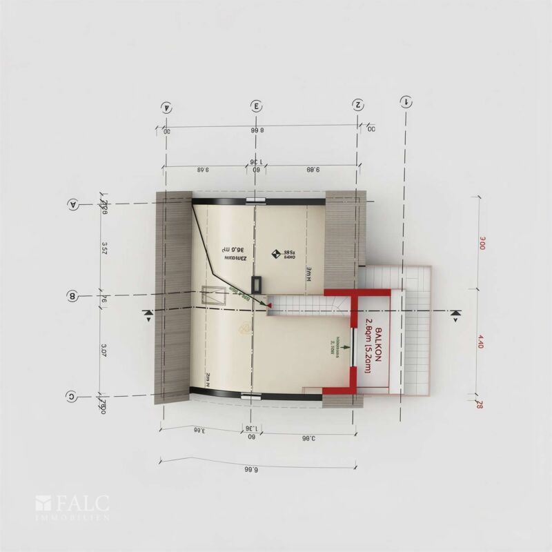 Grundriss Maisonette Wohnung OG - (KI generiert)
