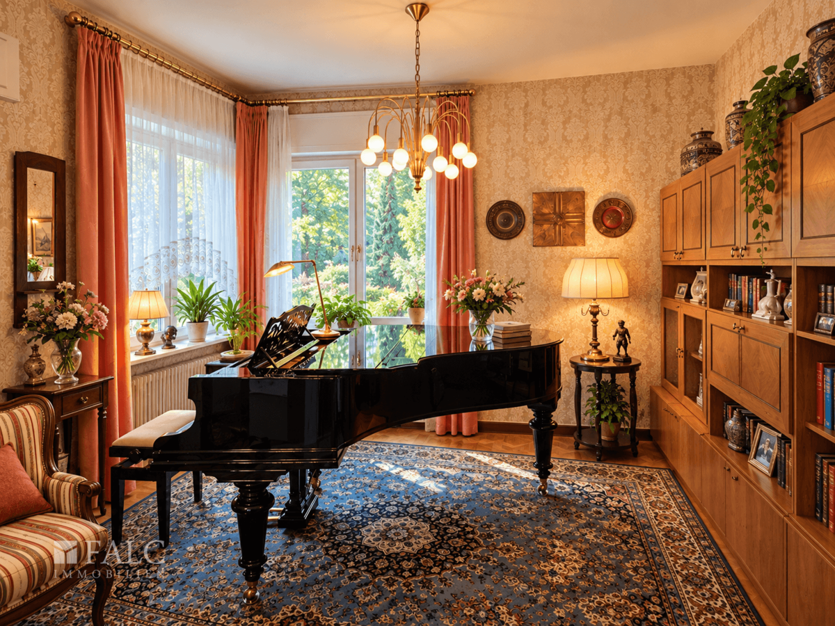 Salon mit schwarzem Flügel