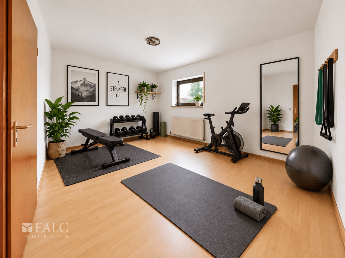 Keller Fitnessraum virtuell eingerichtet