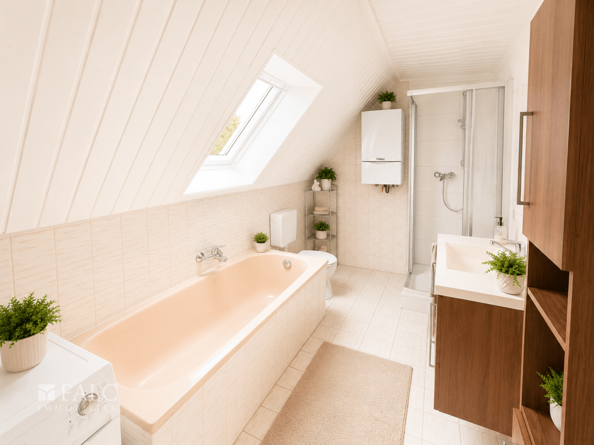 Teilmodernisiertes Badezimmer 2 (Wohnung 80m2)