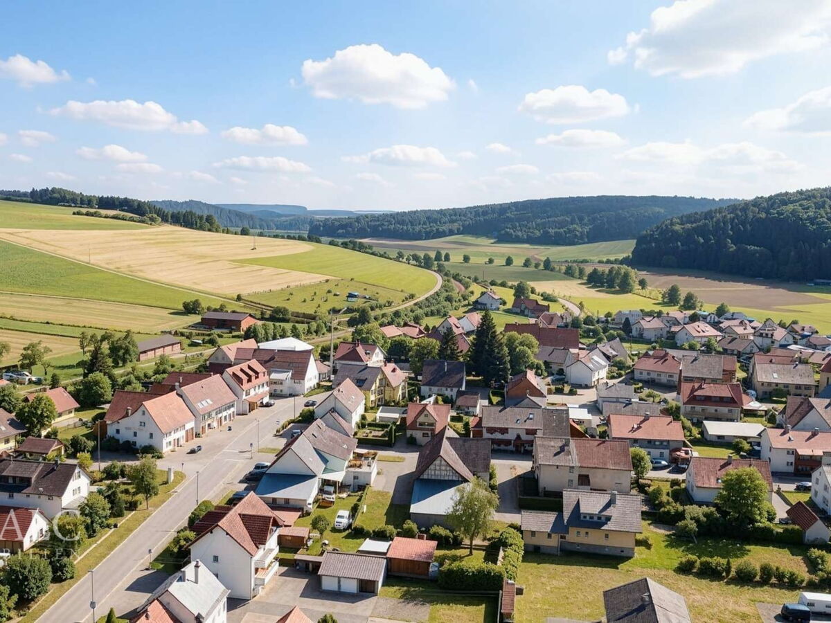 Ortsansicht mit reizvoller Landschaft