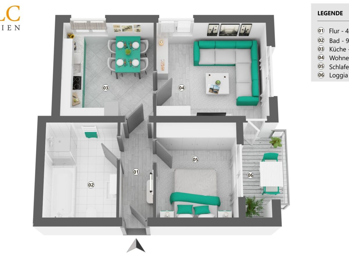 Grundriss - Wohnung 61