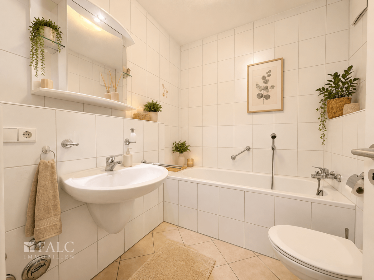 Badezimmer mit Badewanne KI Home Staging