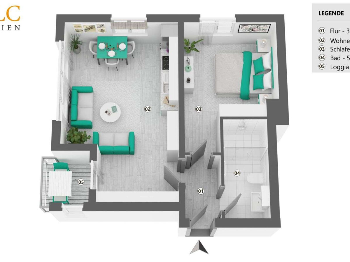 Grundriss - Wohnung 60