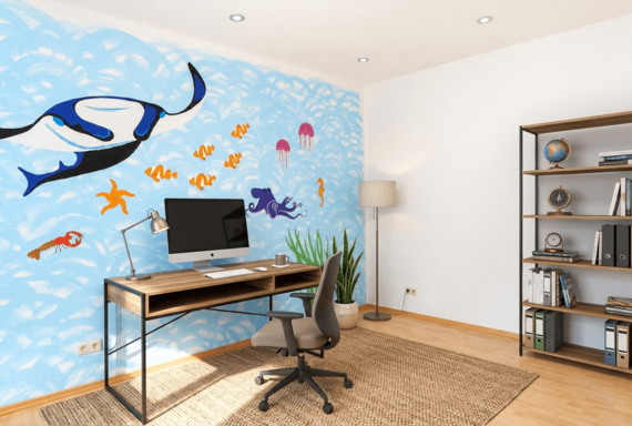 Büro mit Einrichtungsbeispiel