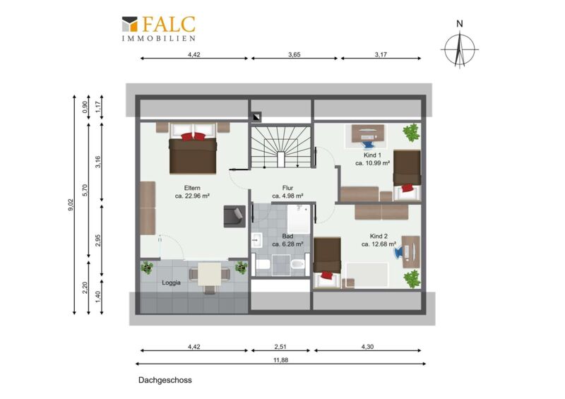 Grundriss Dachgeschoss - FALC Immobilien