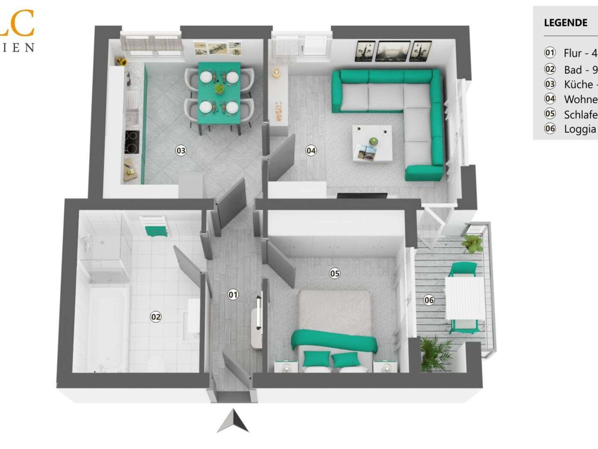 Grundriss - Wohnung 61