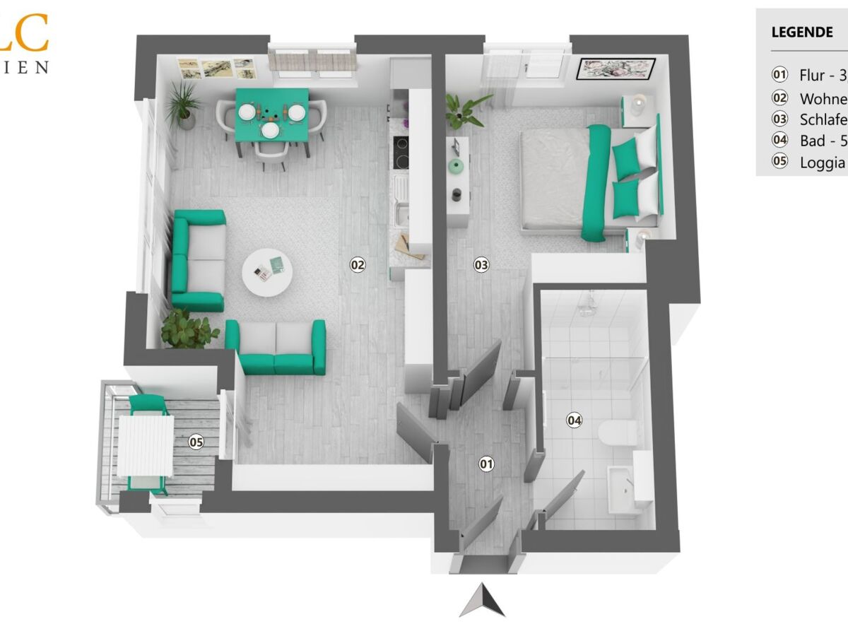 Grundriss - Wohnung 60