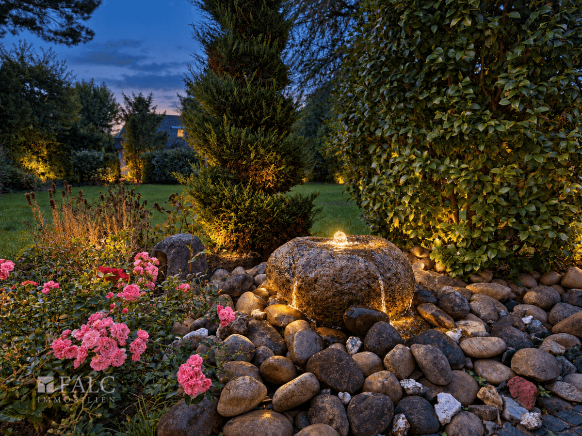 Garten mit Springbrunnen