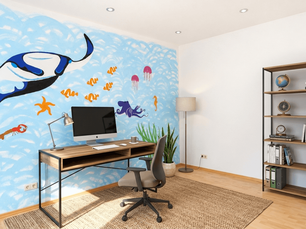 Büro mit Einrichtungsbeispiel
