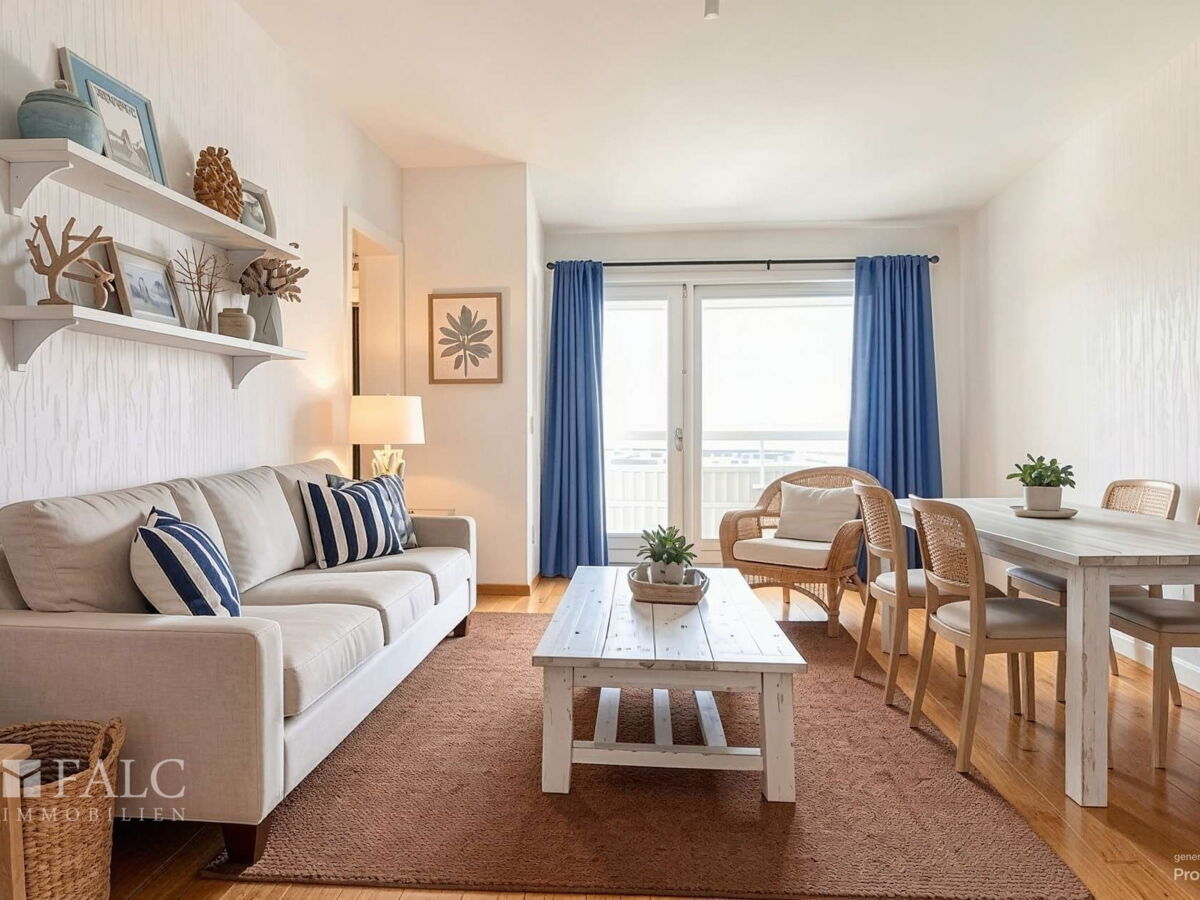 Wohnzimmer mit Zugang zur Loggia Bild 1 - Wohnzimmer, Maritim - (KI generiert)