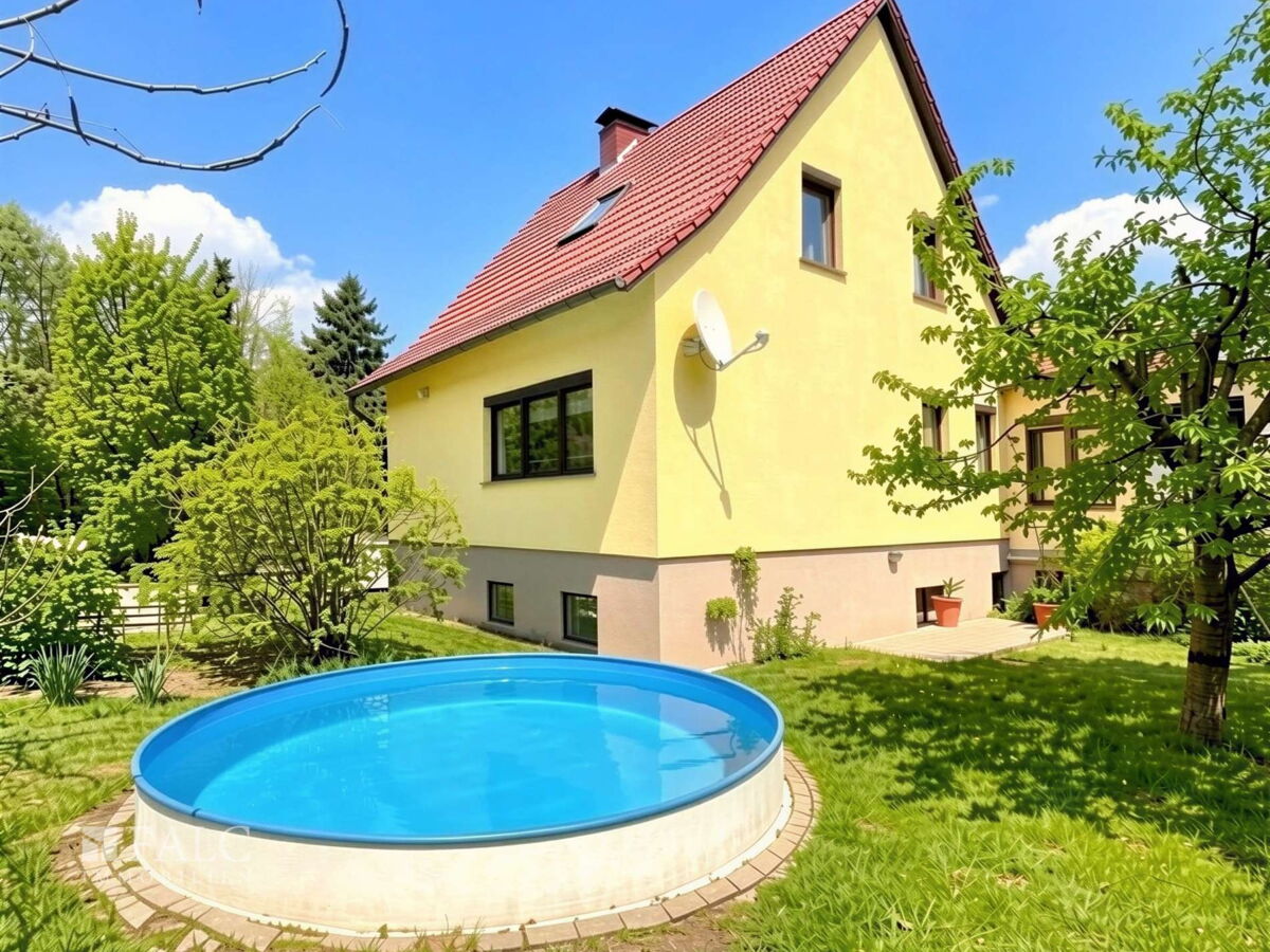 seitliche Ansicht mit Swimmingpool - (KI generiert)