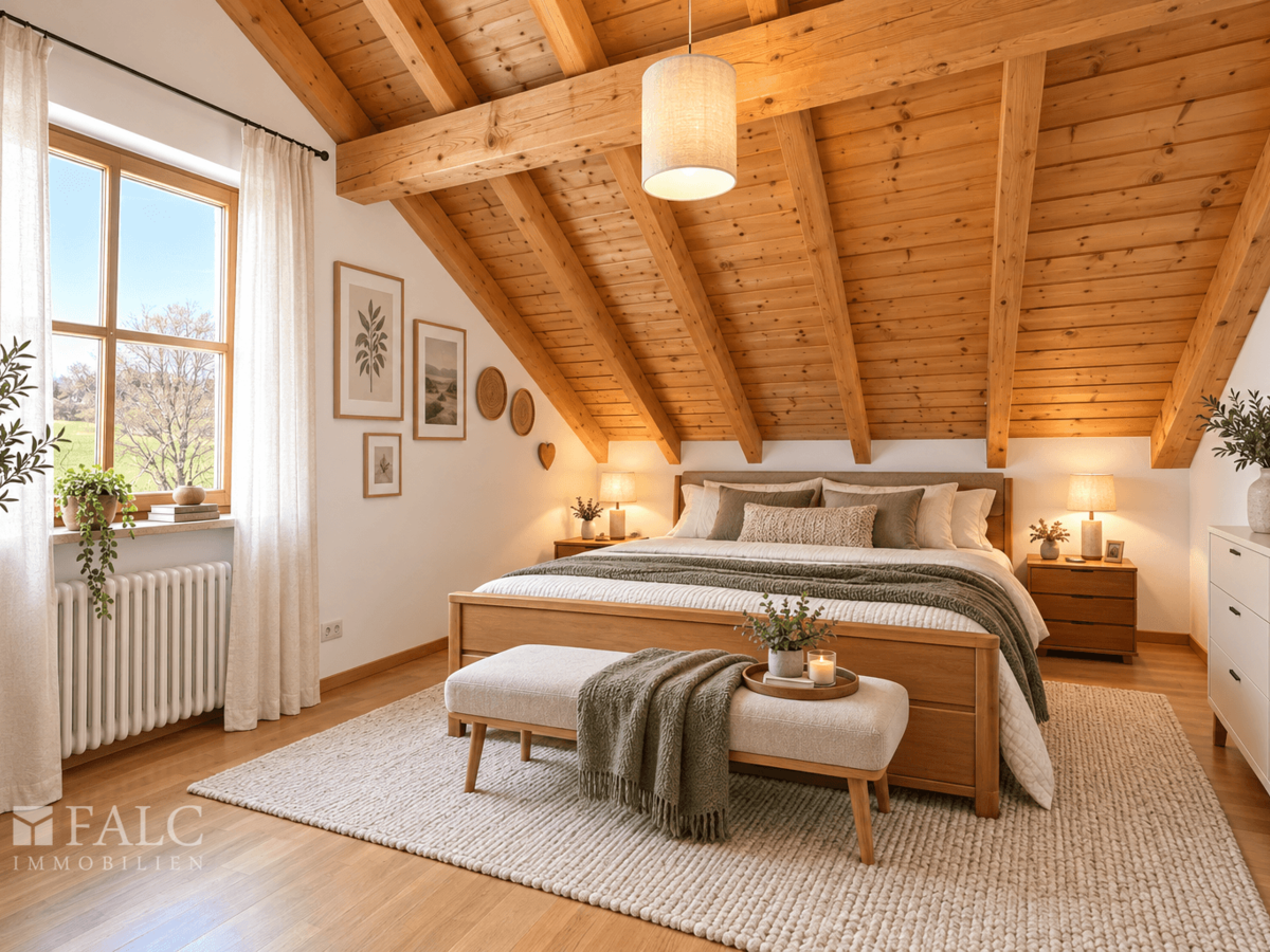 Schlafzimmer Einrichtungsbeispiel - KI generiert