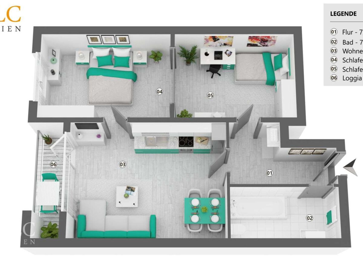 Grundriss - Wohnung 58