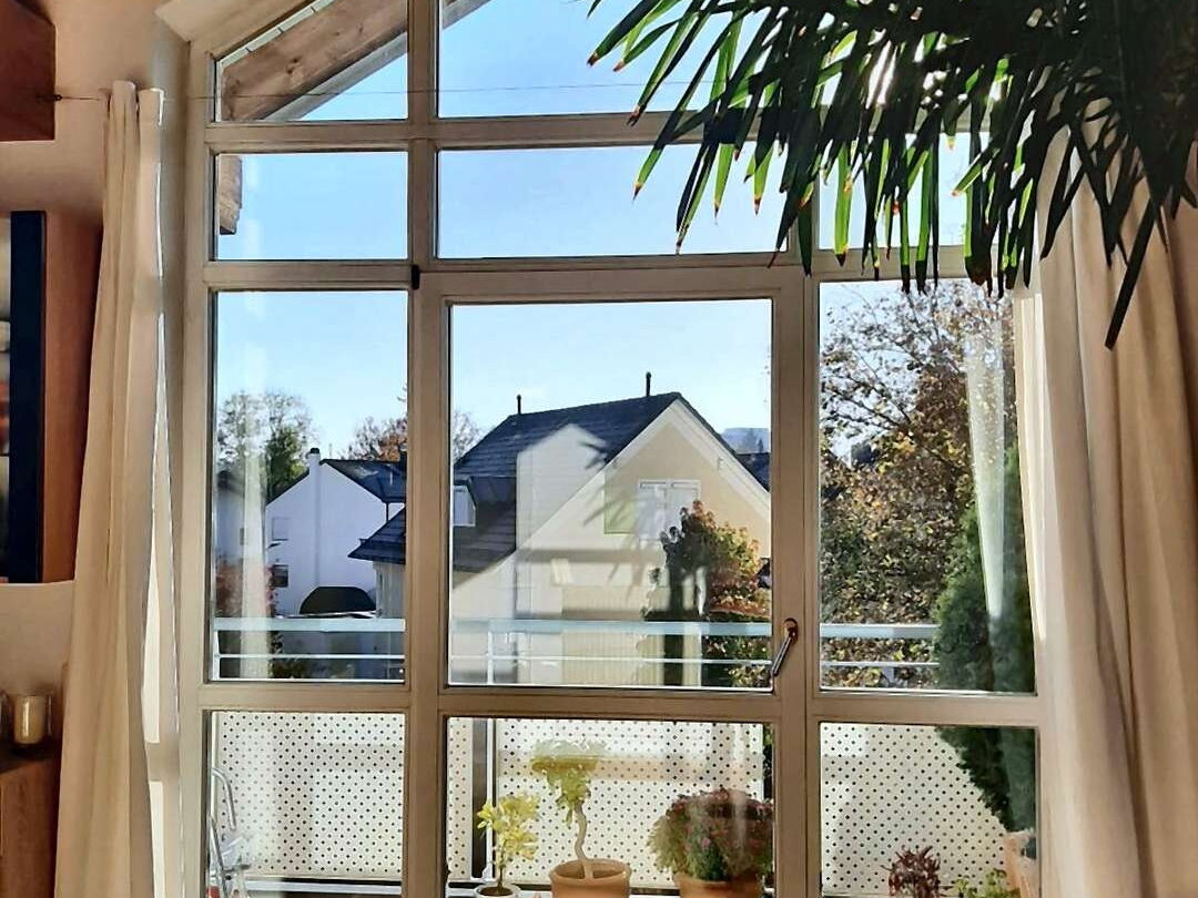 Wohnbereich Fensterfront frontal